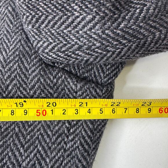 J. Crew Sport Coat Men's 44 Long Herringbone Wool Overcoat Blazer Elbow Patches - Picture 10 of 11